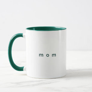 Caneca Mãe de texto personalizado verde minimalista branc