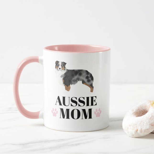Caneca Mãe de um cão azul-pastor australiano com foto (Com Donut)