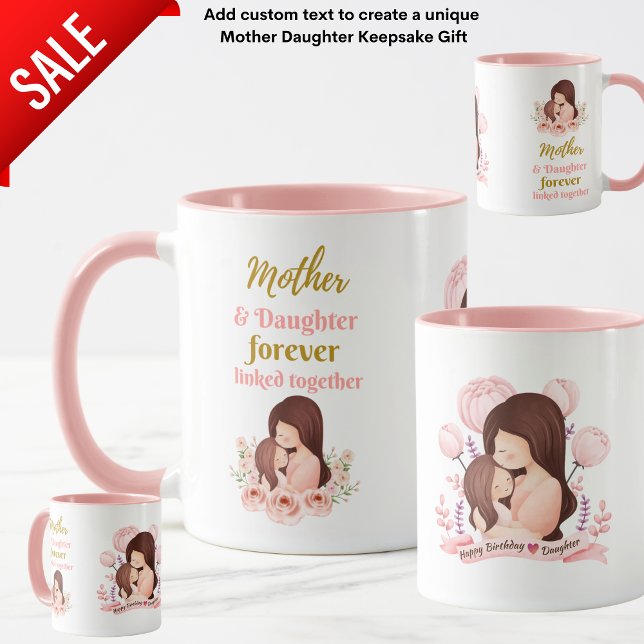 Caneca Mãe e Filha para sempre Ligadas à Arte Ilustrada (Criador carregado)