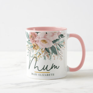 Caneca Mãe elegante do script floral de aquarela moderna