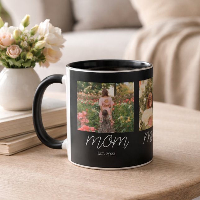 Caneca Mãe Estabeleceu Moderno Script Negrito Preto 3 Fot (Criador carregado)