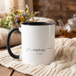 Caneca Mãe Estabelecida Rótulo Personalizado Ano Mãe