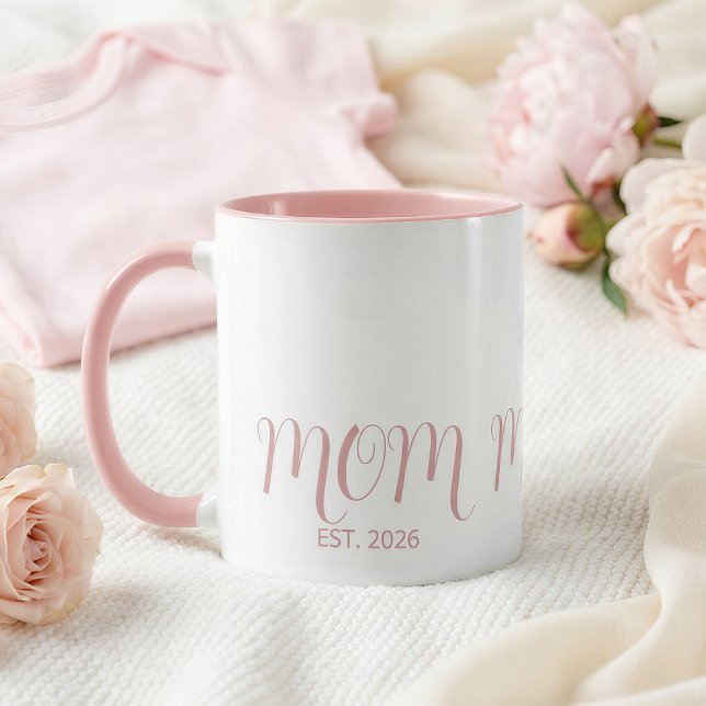 Caneca Mãe Estabelecida Script Rosa Doce Novo Presente de (Criador carregado)