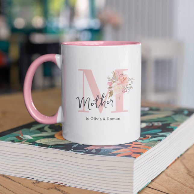 Caneca Mãe inicial Floral Mãe (Criador carregado)
