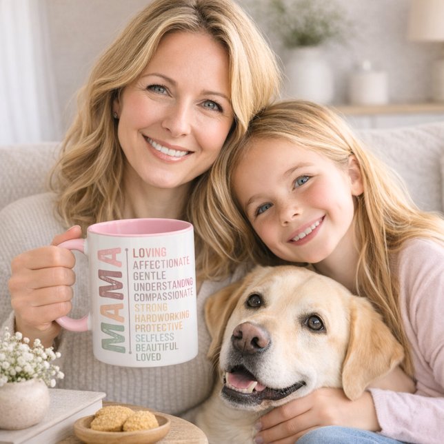 Caneca Mãe mãe palavra arte ama rosa (Criador carregado)