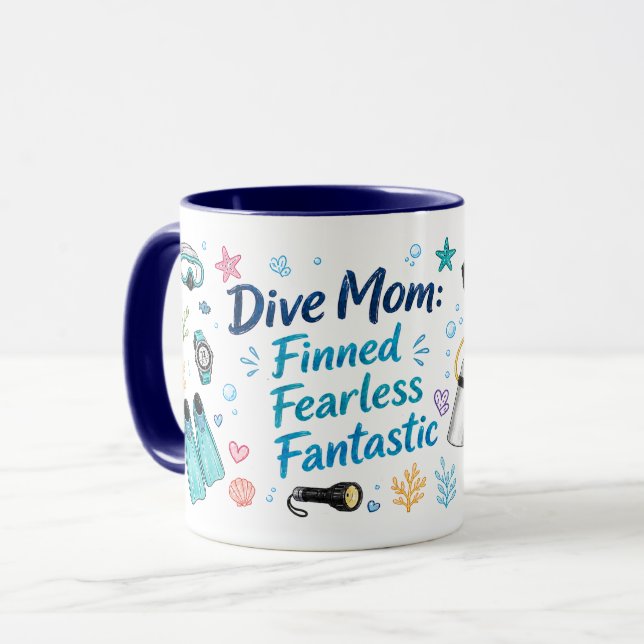 Caneca Mãe mergulhador que faz sucesso (Frente Esquerda)