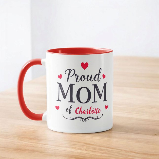 Caneca Mãe Orgulhosa de | Dia de as mães Personalizado Ba (Criador carregado)
