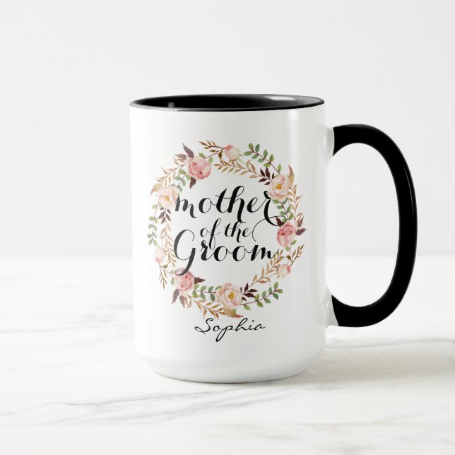 Caneca Mãe Personalizada da Terra Floral do Groom (Direita)