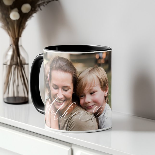 Caneca Mãe Roteiro Coração Grata A Cada Momento Foto (Mother Script Heart Grateful Every Moment Photo Mug)