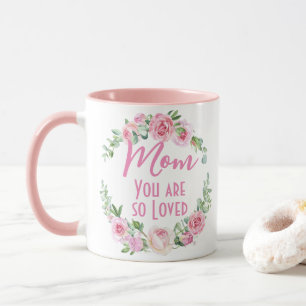 Caneca Mãe, você é tão amada Rosa Floral Wreath