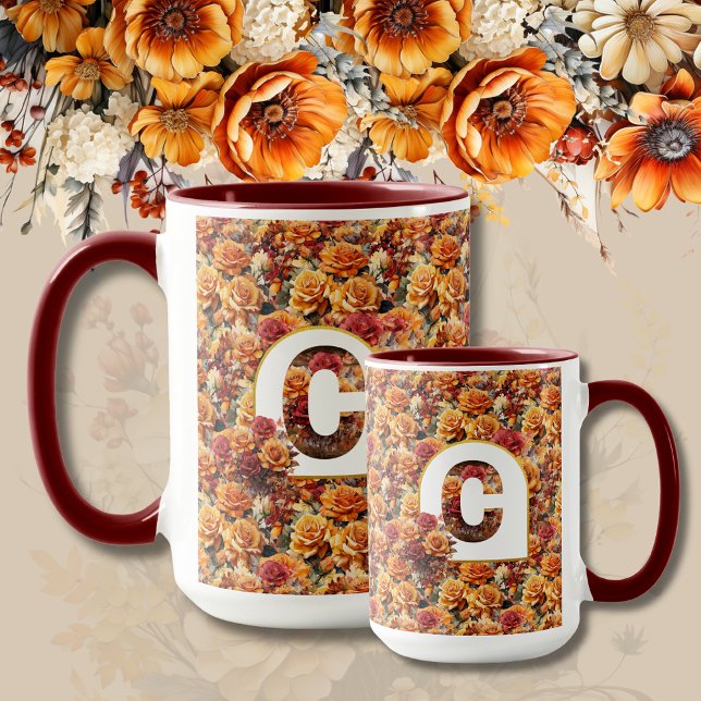 Caneca Mãe Vovó Monogramada Aniversário Queda Floral (Criador carregado)