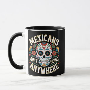 Caneca MAGA mexicanos não vão a lugar nenhum crânio de aç
