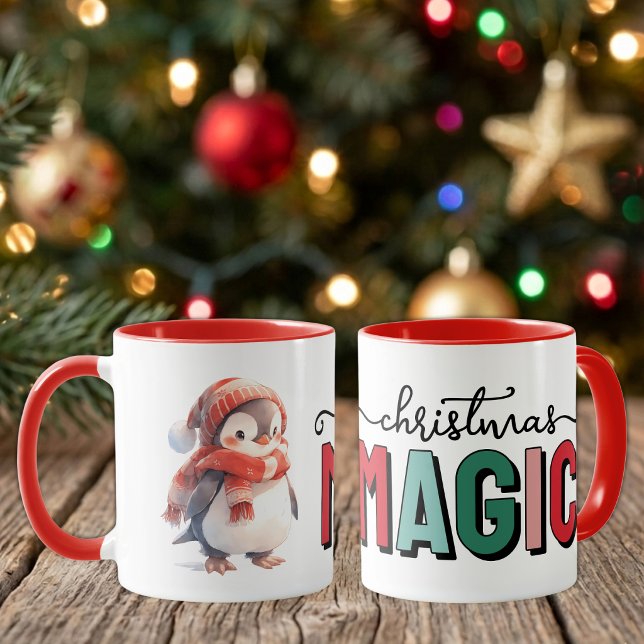 Caneca Magia de Natal com pinguim fofo (Criador carregado)