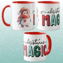Magia de Natal com pinguim fofo