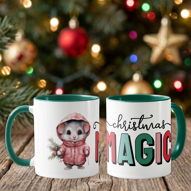 Caneca Magia de Natal do rato fofo (Criador carregado)