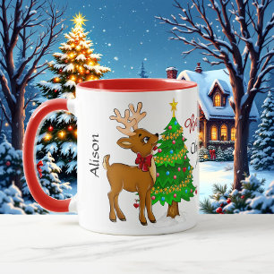Caneca Magia de Natal Papai Noel Vermelho Dentro Adiciona