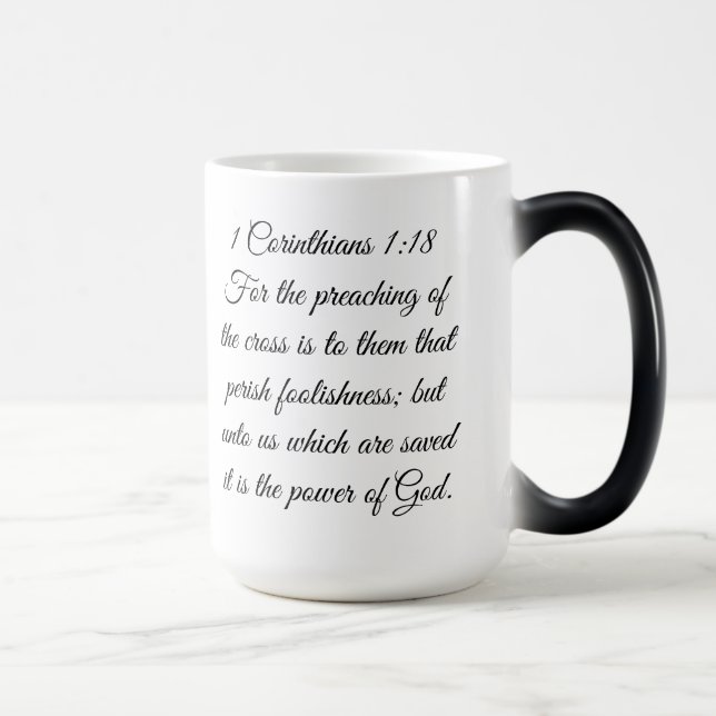 Caneca Mágica 1 Corinthians 1:18 Scripture Cross Mug (Direita)