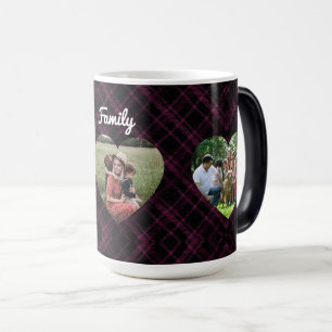Caneca Mágica 3 Foto por amor de corações xadrez de búfalos