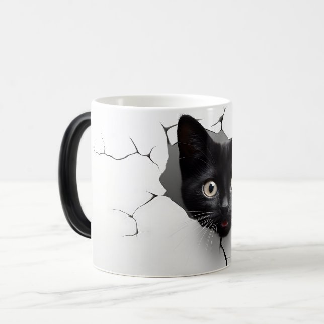 Caneca Mágica 3D Black cat (Frente Esquerda)