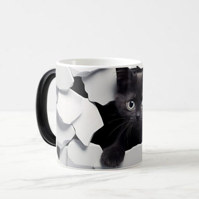 Caneca Mágica 3D Black cat (Frente Esquerda)