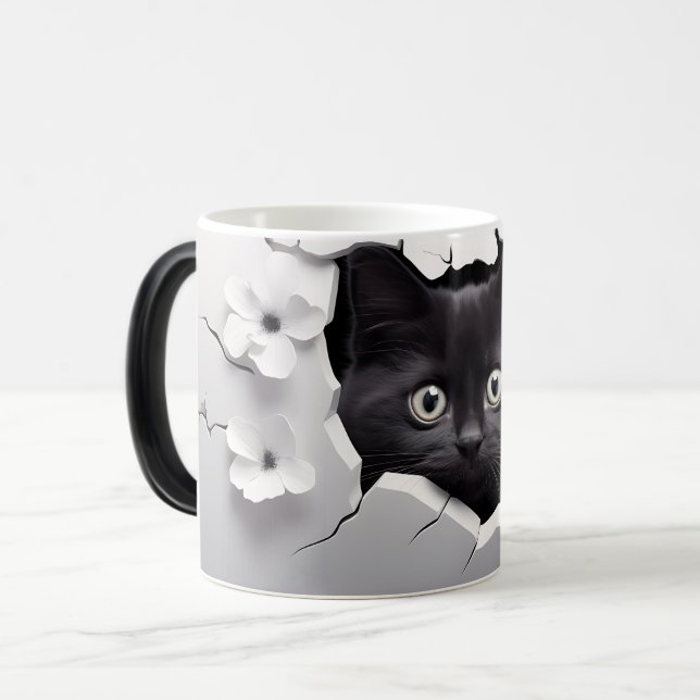 Caneca Mágica 3D Black cat (Frente Esquerda)