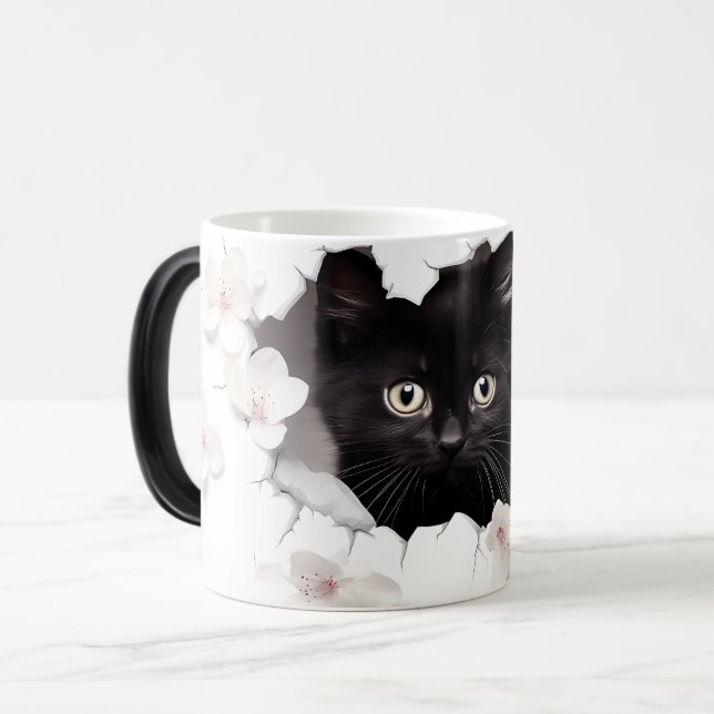 Caneca Mágica 3D Black cat (Frente Esquerda)