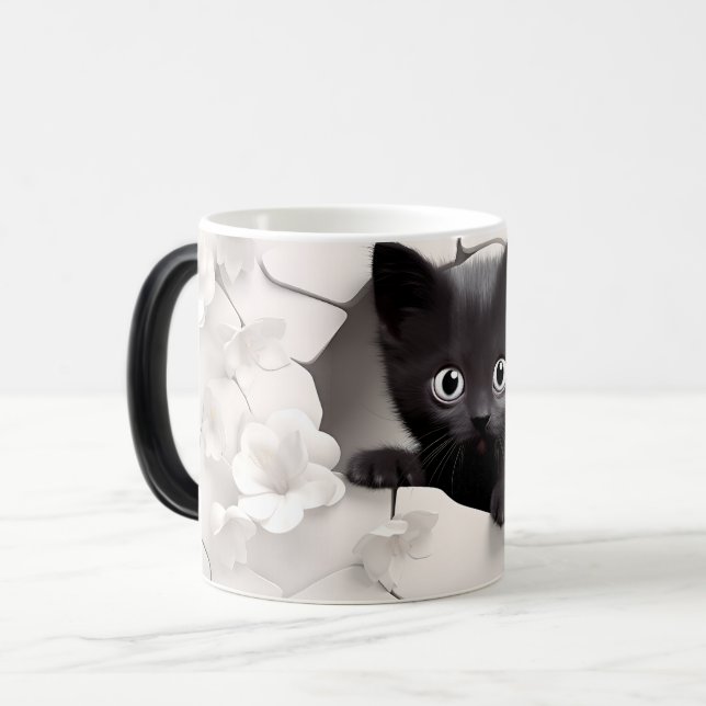 Caneca Mágica 3D Black cat (Frente Esquerda)