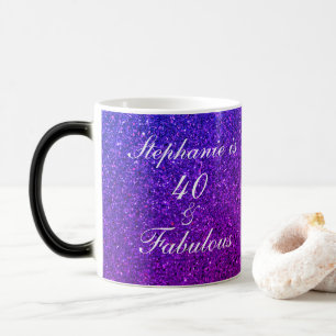 Caneca Mágica 40 E Fabulosa Namorada Púrpura Rosa De Aniversár