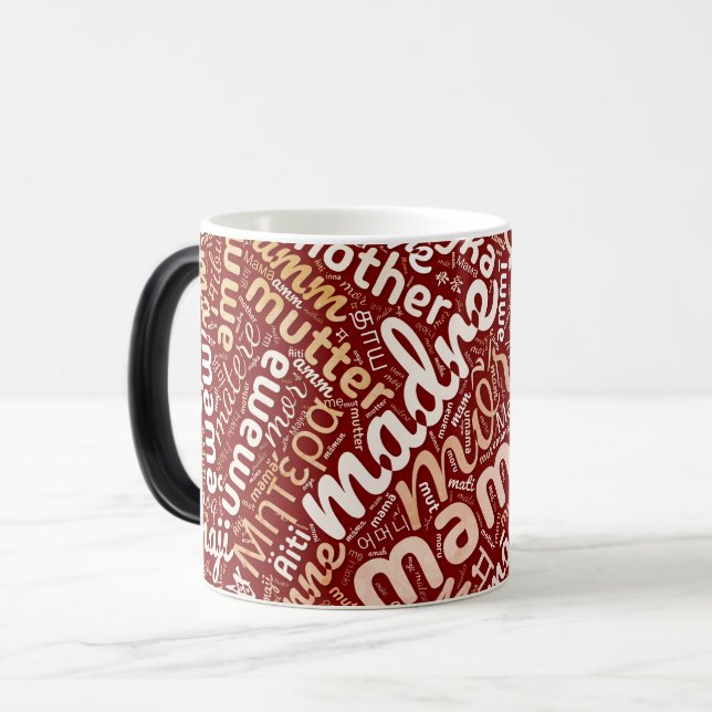 Caneca Mágica 60 Palavras para 'Mãe' em Diferentes Idiomas (Frente Esquerda)