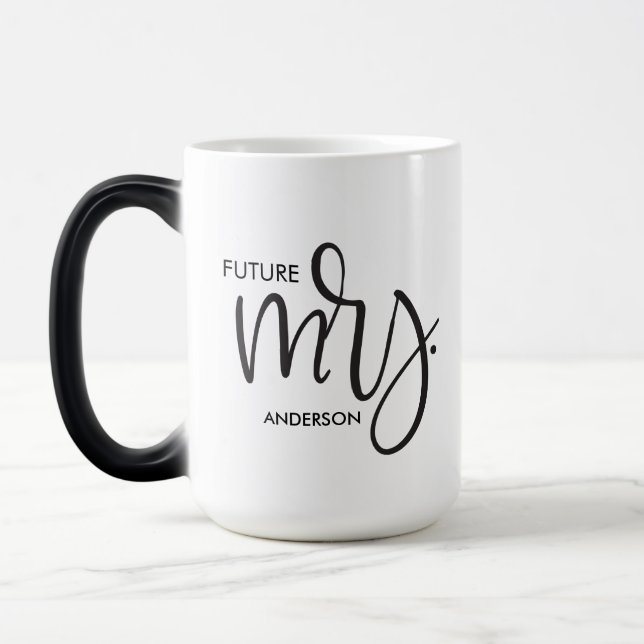 Caneca Mágica "A futura Sra." Noivado Personalizado Chic Mug (Esquerda)