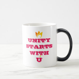 Caneca Mágica A UNIDADE COMEÇA COM VOCÊ (fogo amarelo a laranja)