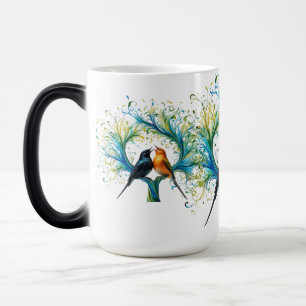 Caneca Mágica Abertura de Abstrato Azul e Laranja Vibrante - Mor