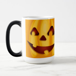 Caneca Mágica Abóbora esculpida sorrindo design de Halloween