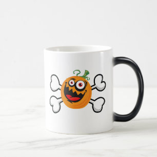 Caneca Mágica Abóbora Louca Caveira e Ossos Cruzados
