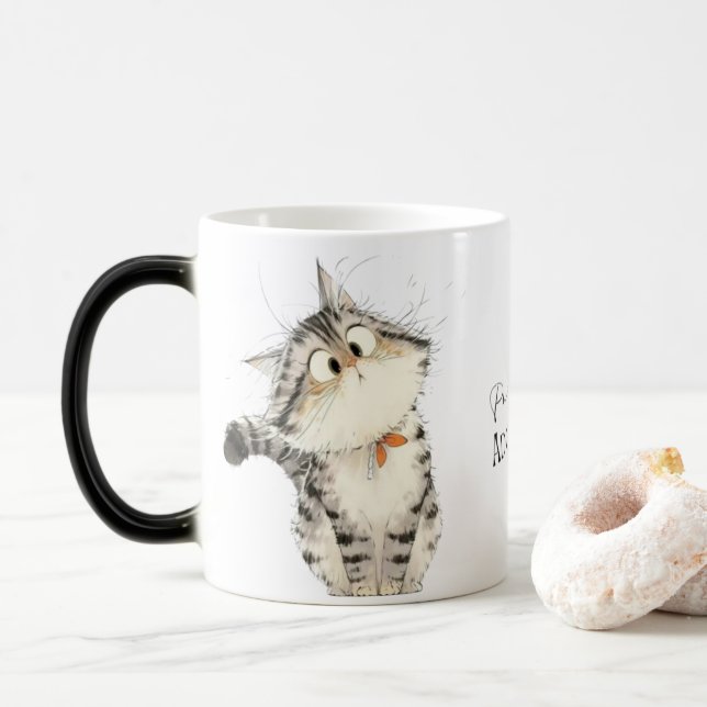 Caneca Mágica Absolutamente Adorável Mug De Café De Gato (Com Donut)