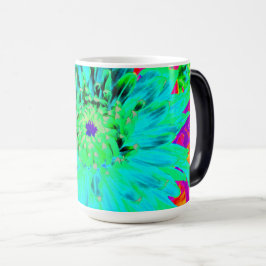 Caneca Mágica Abstrato Aqua Decorative Dahlia Flower