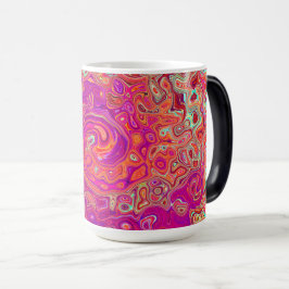 Caneca Mágica Abstrato de Retro Coral e espiral de mármore roxo