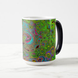 Caneca Mágica Abstrato do Groovy Verde limão e espiral azul