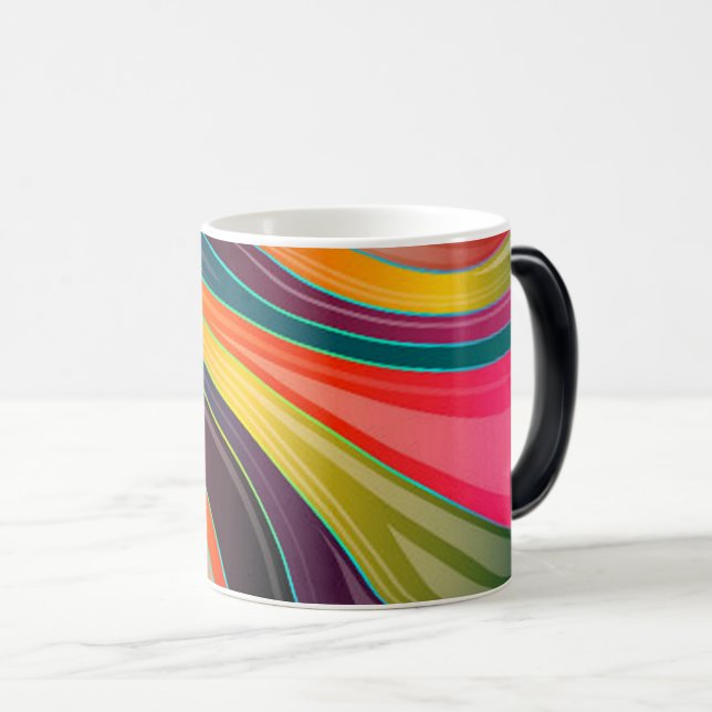 Caneca Mágica Abstrato espiral arco-íris design colorido (Frente Esquerda)