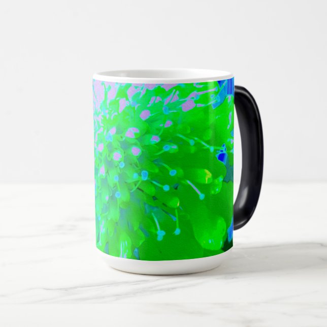 Caneca Mágica Abstrato - Flor retrógrado na Lavanda e no Verde l (Frente Esquerda)