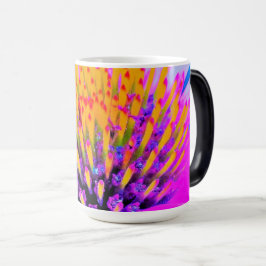 Caneca Mágica Abstrato Macro Rosa Quente e Amarelo Coneflower