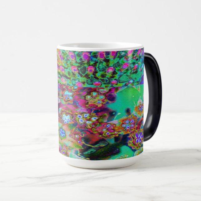 Caneca Mágica Abstrato psicodélico Groovy Roxo Sedum (Frente Esquerda)