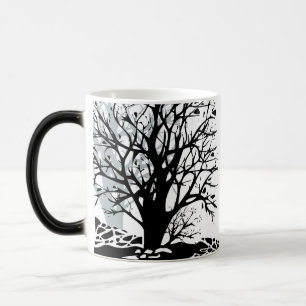 Caneca Mágica Abstrato, silhueta negra moderna, branco-sombra