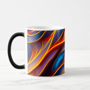 Caneca Mágica Abstrato Swirl Blue Red Flames