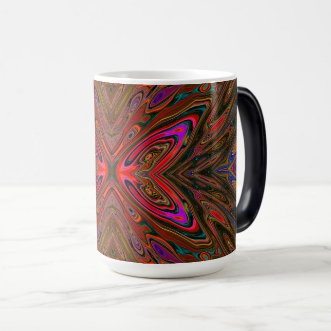 Caneca Mágica Abstrato Trippy Orange e Magenta Butterfly (Frente Esquerda)