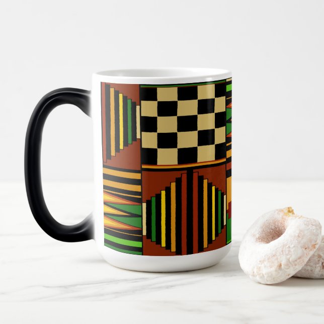 Caneca Mágica African Royal Kente Cloth Design (Com Donut)