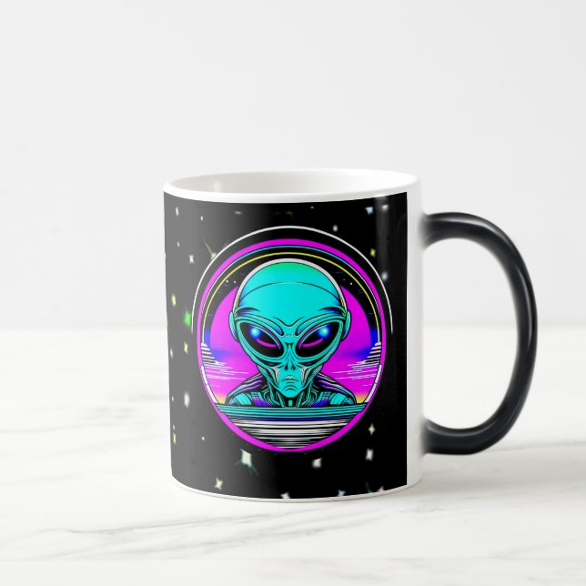 Caneca Mágica Alienígena Extraterrestre Voando um OVNI (Direita)