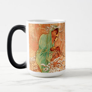 Caneca Mágica Alphonse Mucha Art Nouveau Winter