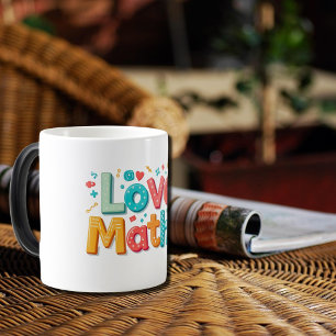 Caneca Mágica Ama a matemática - tipografia divertida