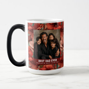 Caneca Mágica Amaryllis Vermelha Floral Dia do Pai e do Filho